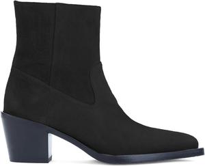 Женские западные ботильоны, модные короткие ботинки с острым носком, широким каблуком и боковой молнией OAKUMSAS, Black