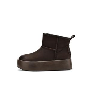Теплые короткие противоскользящие зимние ботинки женские BOERDIQI, Coffee