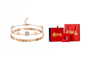 Титановый стальной браслет для женщин MISS TOOYA, Roman Numeral Bangle & Small Round Pendant Bracelet+Year Of The Dragon Box Limited Edition