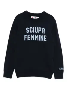 Свитер с круглым вырезом и интарсией Mc2 Saint Barth Kids, черный