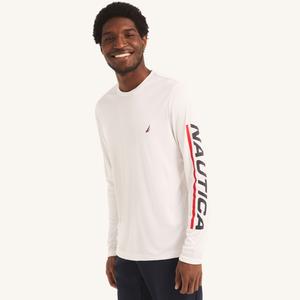 Мужской рашгард Nautica, изготовленный с учетом экологических требований, цвет bright white