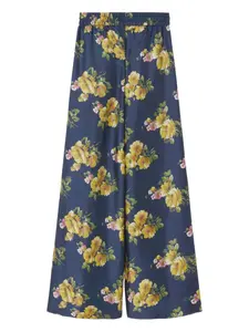 Брюки палаццо с цветочным принтом La DoubleJ, синий