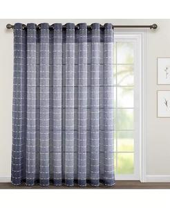 Прозрачные оконные занавески с текстурированной люверсом в фермерском доме Lush Decor, синий