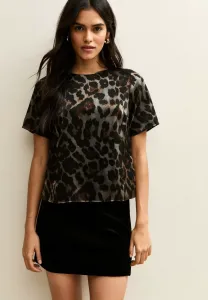 Футболка с коротким рукавом и блестящим принтом в виде животных New Look, Black Pattern