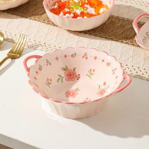 Ceramics Набор керамической посуды с подглазурным покрытием: 2 миски с двумя ручками диаметром 19 см