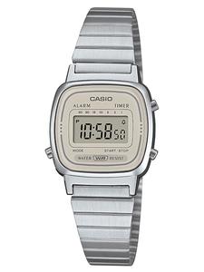 Casio Винтажные миниатюрные женские цифровые часы, серебристый/светло-бежевый