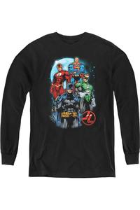 Футболка с длинным рукавом "Лига справедливости Америки: Четверо молодых" Gildan, черный