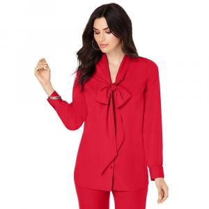 Женская блузка больших размеров с длинными рукавами и бантом Roaman's, цвет Vivid Red