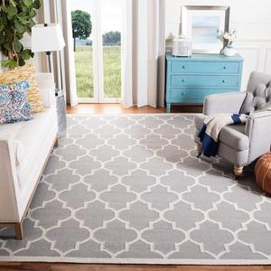 Ковер SAFAVIEH, 305 x 427 см, Dhurries Collection Dark Grey/Ivory DHU632G ручной работы плоского плетения из премиальной шерсти