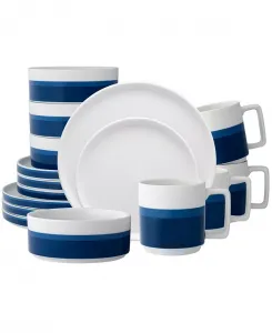 Набор столовых приборов Colorstax stripe из 16 предметов, сервиз на 4 персоны Noritake, blue