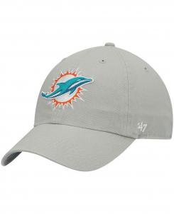 Мужская серая регулируемая шапка Miami Dolphins Clean Up '47 Brand