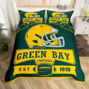 Erosebridal Комплект постельного белья American Football с принтом футбольной тематики для мальчиков и подростков, цвет желто-зеленый, Yellow Green
