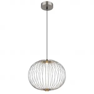 Подвесной светильник LED GALWAY с LED-модулем, 1 шт., теплый белый свет, подвесной/для гостиной/столовой/над обеденным столом, круглый Globo Lighting, Nickel matt