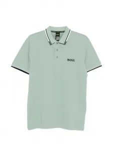 Поло с полосатой отделкой Boss, зеленый