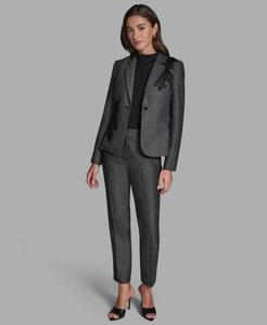 Женская оригинальная куртка с воротником-стойкой и одной пуговицей BCBG, Black Multi