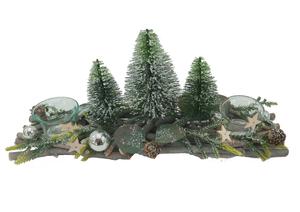 Подсвечник X-Mas, 40x10x16 см, белый/лесной зеленый