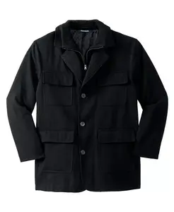 Большая и высокая куртка с несколькими карманами и вставками из шерсти Kingsize, черный