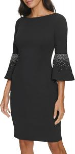 Calvin Klein Women's Scuba Crepe Hotfix SLV Sheath, Black