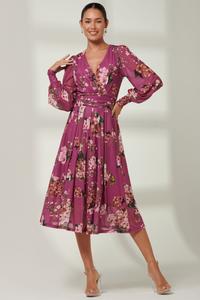 Платье с длинными рукавами и цветочным принтом Jolie Moi, фиолетовый