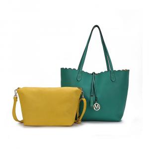 Женская двусторонняя сумка-шоппер Amahia из коллекции Mkf Collection с клатчем через плечо от Mia K MKF Collection, цвет Teal Yellow