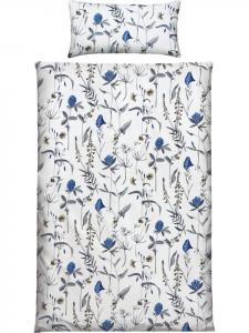 Односпальное трикотажное постельное белье синего и белого цвета Erwin Müller, 135x220 см (40x80 см)