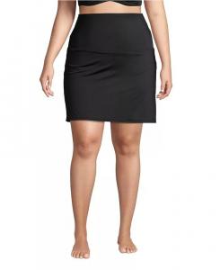 Купальная юбка с высокой талией Plus Size Tummy Control, плавки, плавки Lands' End, черный