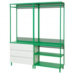 Шкаф Ikea Platsa с тремя ящиками, 160x42x191 см, белый / зеленый