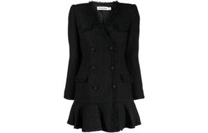 Дабл-брестед бушле мини-платье Self-portrait, черный