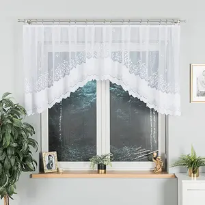 GENOWEFA - Готовая жаккардовая штора с подгибом по низу - 300x100 см - белая MARKIZETA HOME