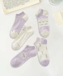 Девичьи носки до щиколотки из хлопковой смеси с вышивкой, комплект из 5 пар