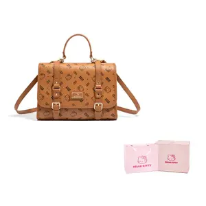 Sanrio Рюкзак из полиуретана Hello Kitty для женщин розовый коричневый молочный чай, Brown