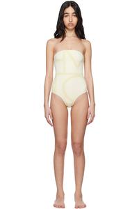 Монограммный купальник без бретелей Toteme, мультиколор