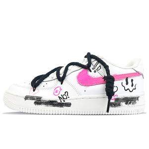 Кроссовки Nike Air Force 1 Skateboarding Shoes Women's Low-top Black/pink, белый