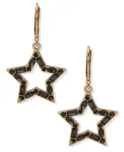 Серьги-Подвески со стеклянными камнями и золотистыми звездами Karl Lagerfeld Paris, black