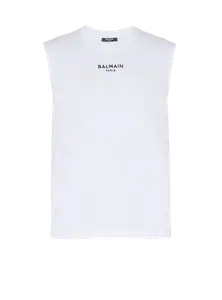 Вышитый жилет-топ Balmain Paris, белый/черный
