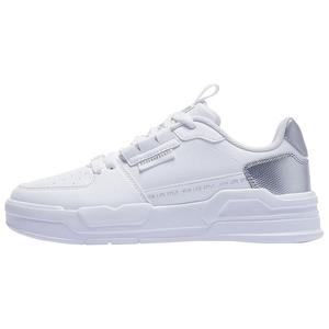 Кеды, скейтборд обувь женская низкая белый серебристый Qiaodan