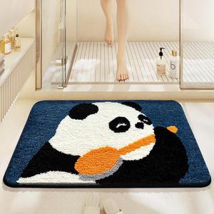 Dajiang Ковер 40х60 см из ПВХ для ванной комнаты, быстросохнущий, дизайн с пандой, 1 см толщина