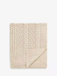 Плед John Lewis Cable Knit Cotton, кремовый