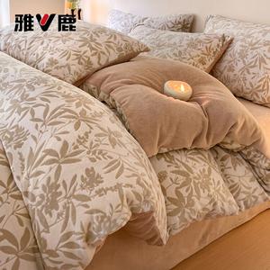 Yalu Комплект постельного белья 1,5 м, 4 предмета: пододеяльник 200х230 см, простыня на резинке, 2 наволочки, Huayang-Mituo, нежный, приятный к телу, теплый и комфортный