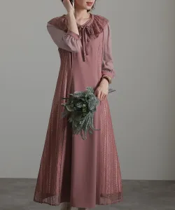 Длинное платье с оборками, свадебное платье, вечернее платье, платье для приглашения, платье для особого случая, платье для встречи выпускников Pourvous, цвет Mauve Pink