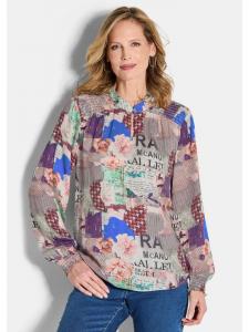 Блузка-рубашка, легкая блузка с набивным рисунком в стиле пэчворк в камне/с узором GOLDNER