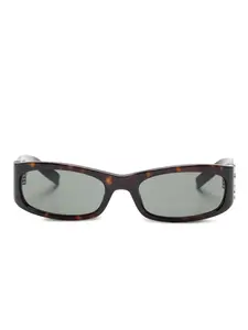 Солнцезащитные очки в прямоугольной оправе с логотипом Saint Laurent, коричневый