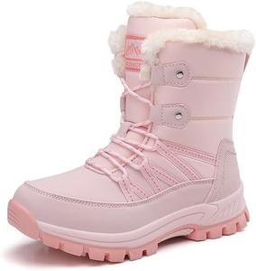 Женские зимние ботинки высокие снежные с утеплителем из флиса, теплые уличные повседневные ботинки, прочные противоскользящие ботинки на щиколотку Qacksv, Pink