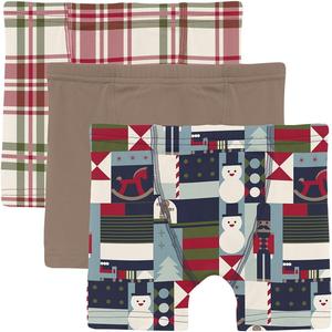 Комплект из 3 трусов-боксеров с принтом Kickee Pants Kids, Fireside Plaid/Portabella/Peacoat Mod Christmas
