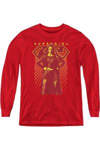 Футболка с длинным рукавом Supergirl Ready Set Youth Gildan, красный