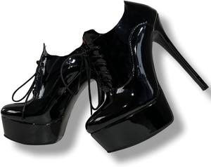 Женские сексуальные ботильоны на высоком каблуке с платформой Frankie Hsu, черные лакированные дизайнерские ботинки, большие размеры обуви США 4-19 для женщин и мужчин