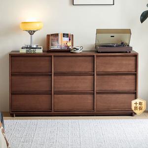 Lin'S Home Furnishing Комод 150х100х40 см для гостиной из массива дерева, 9 ящиков, цвет walnut