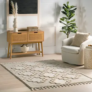 Ковер Polina Geometric High-Low Tasseled Area Rug nuLOOM, 122x183 см, бежевый
