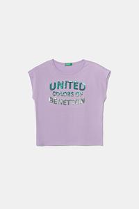Детская хлопковая футболка United Colors Of Benetton, фиолетовый