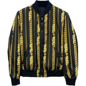 VERSACE Пуховик мужской черный с бейсбольным воротником умеренный реверсивный